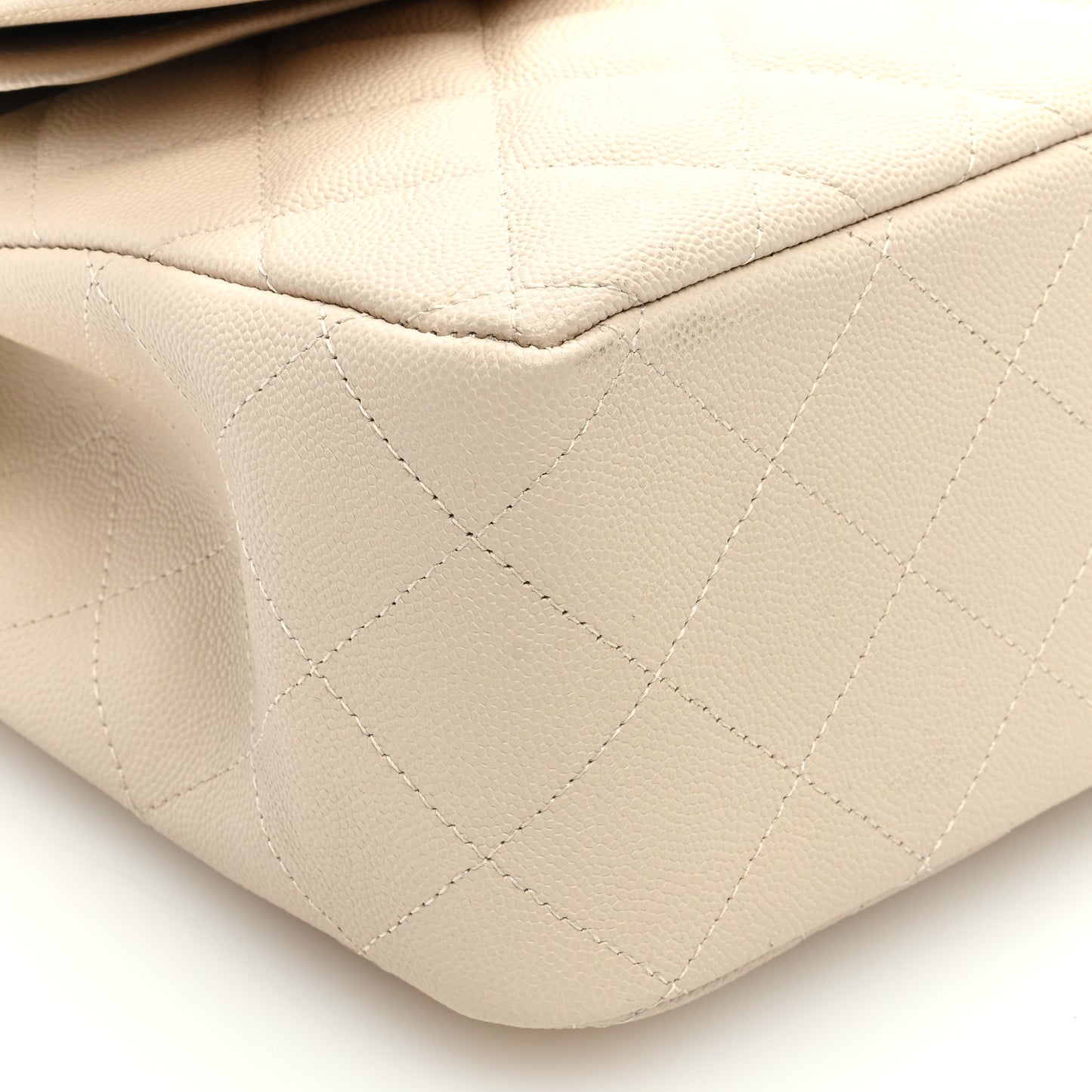 Caviar Quilted Jumbo Double Flap Ivory