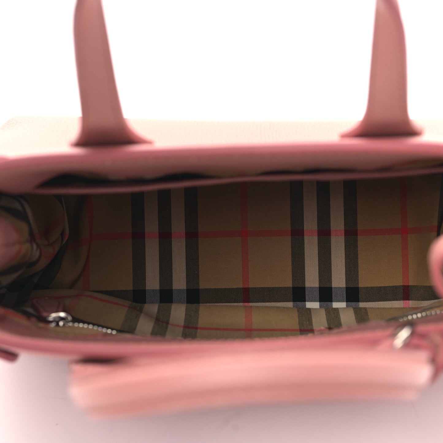 Grainy Calfskin House Check Small Banner Tote Dusty Rose
