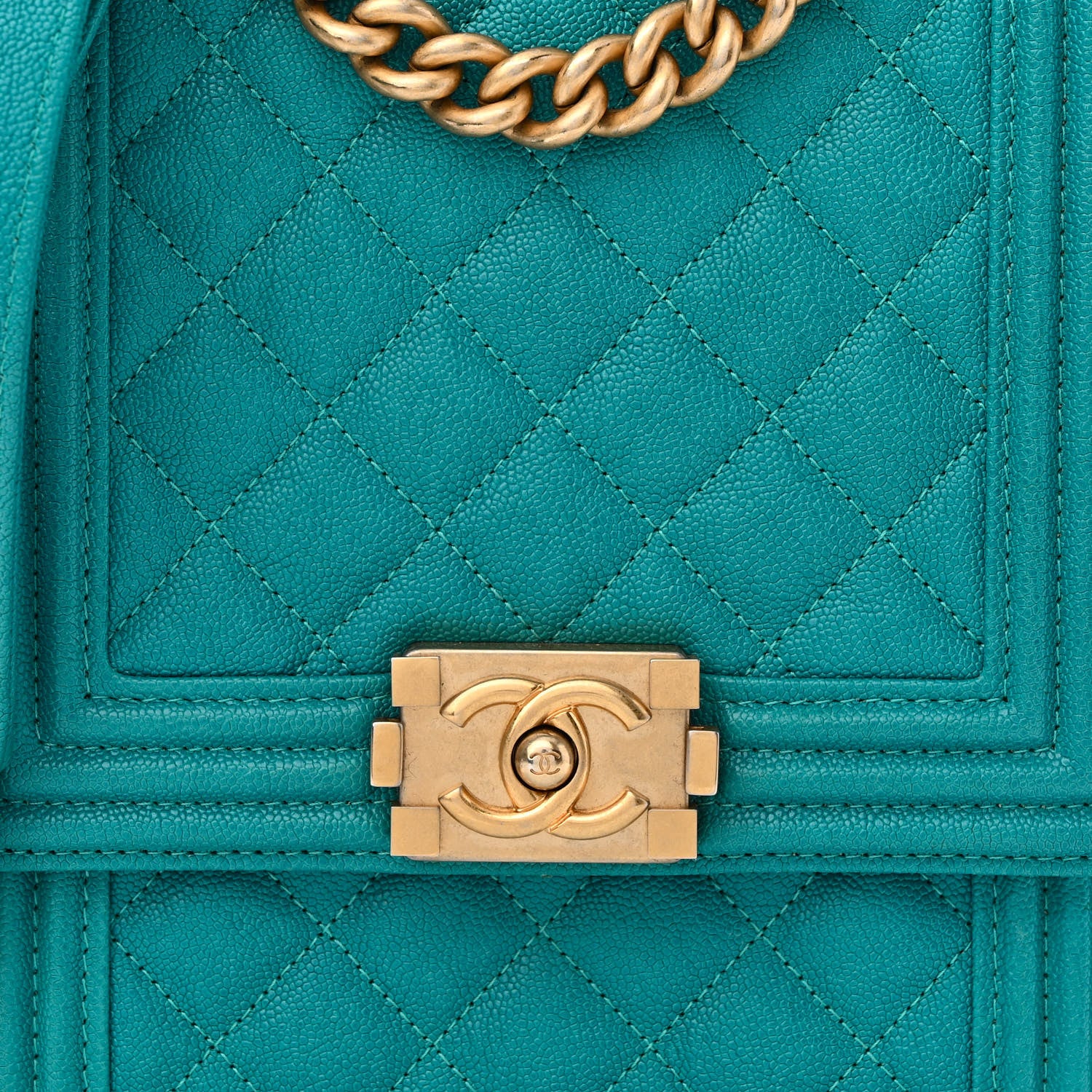 Chanel Caviar Quilted North South Boy Flap Turquoise 8 of 10