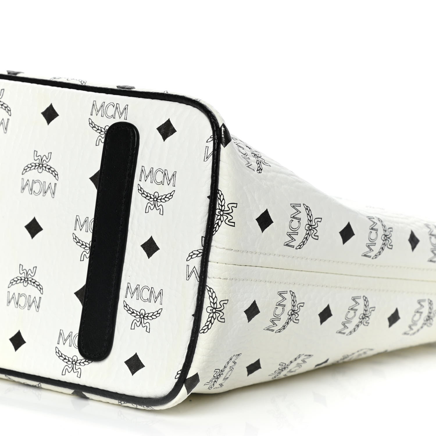 MCM Visetos Medium Anya Zip Top Shopper Tote White 11 of 15