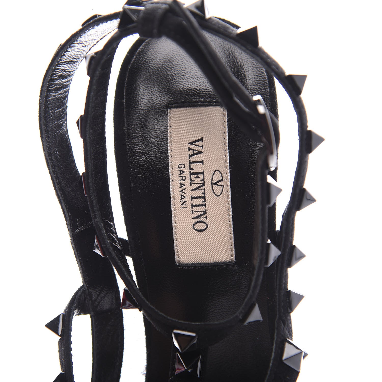 Valentino Garavani Mesh Point d'Esprit Suede Rockstud Ankle Strap 100mm Pumps 37.5 Black 8 of 10