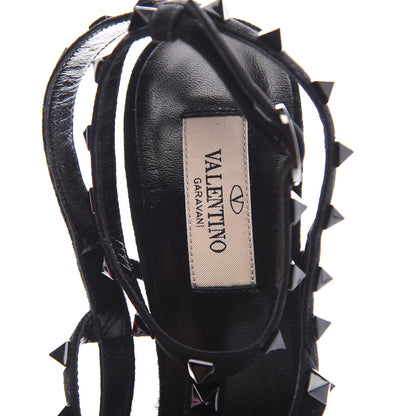 Valentino Garavani Mesh Point d'Esprit Suede Rockstud Ankle Strap 100mm Pumps 37.5 Black 8 of 10