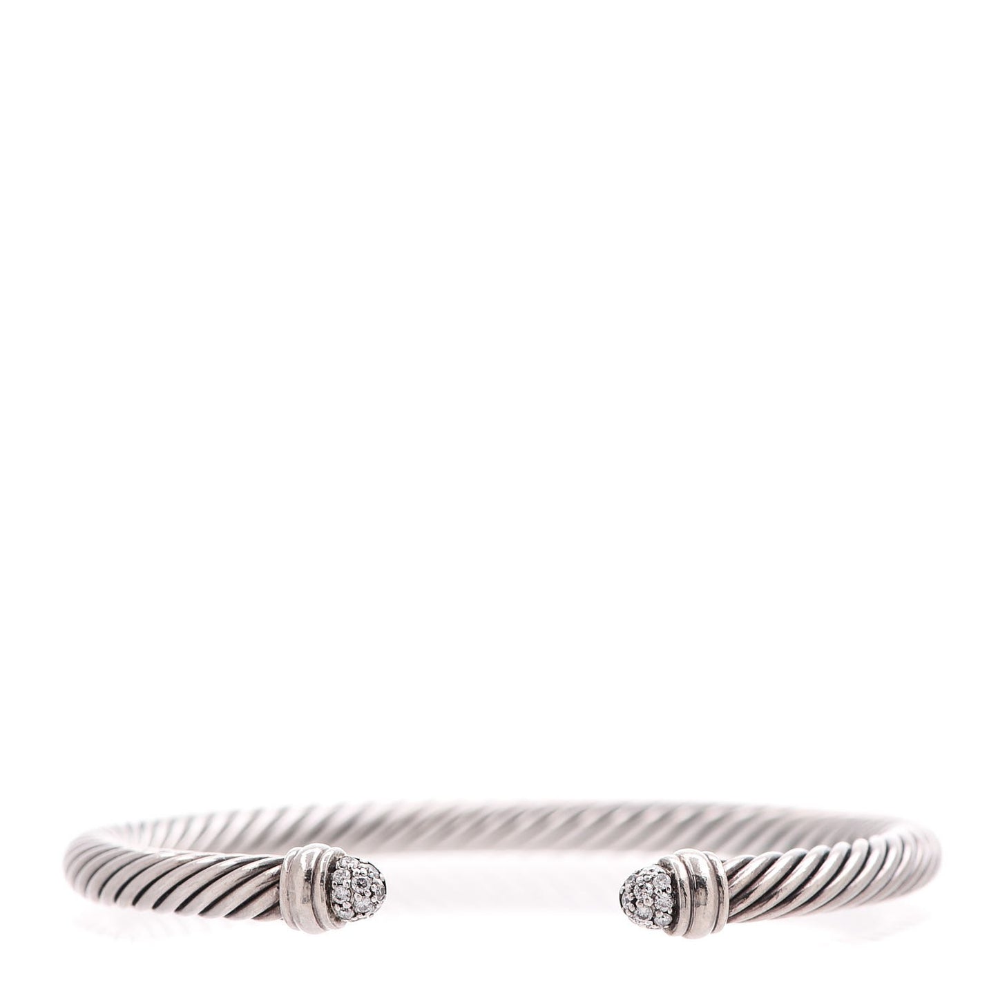 Sterling Silver Pave Diamond 5mm Cable Classics Bracelet