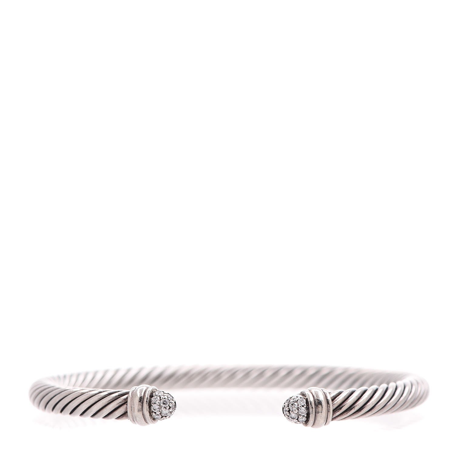 David Yurman Sterling Silver Pave Diamond 5mm Cable Classics Bracelet 1 of 4