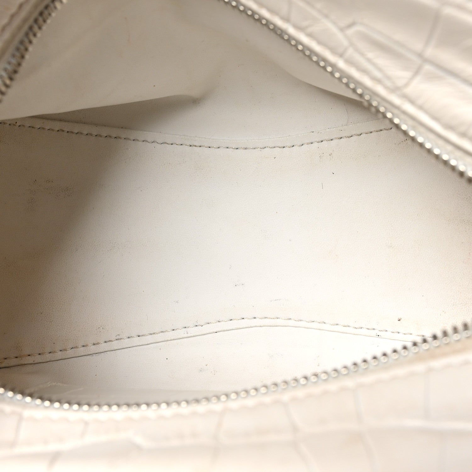 Balenciaga Semi Shiny Calfskin Crocodile Embossed Neo Classic Silver Hardware Mini City White 5 of 12