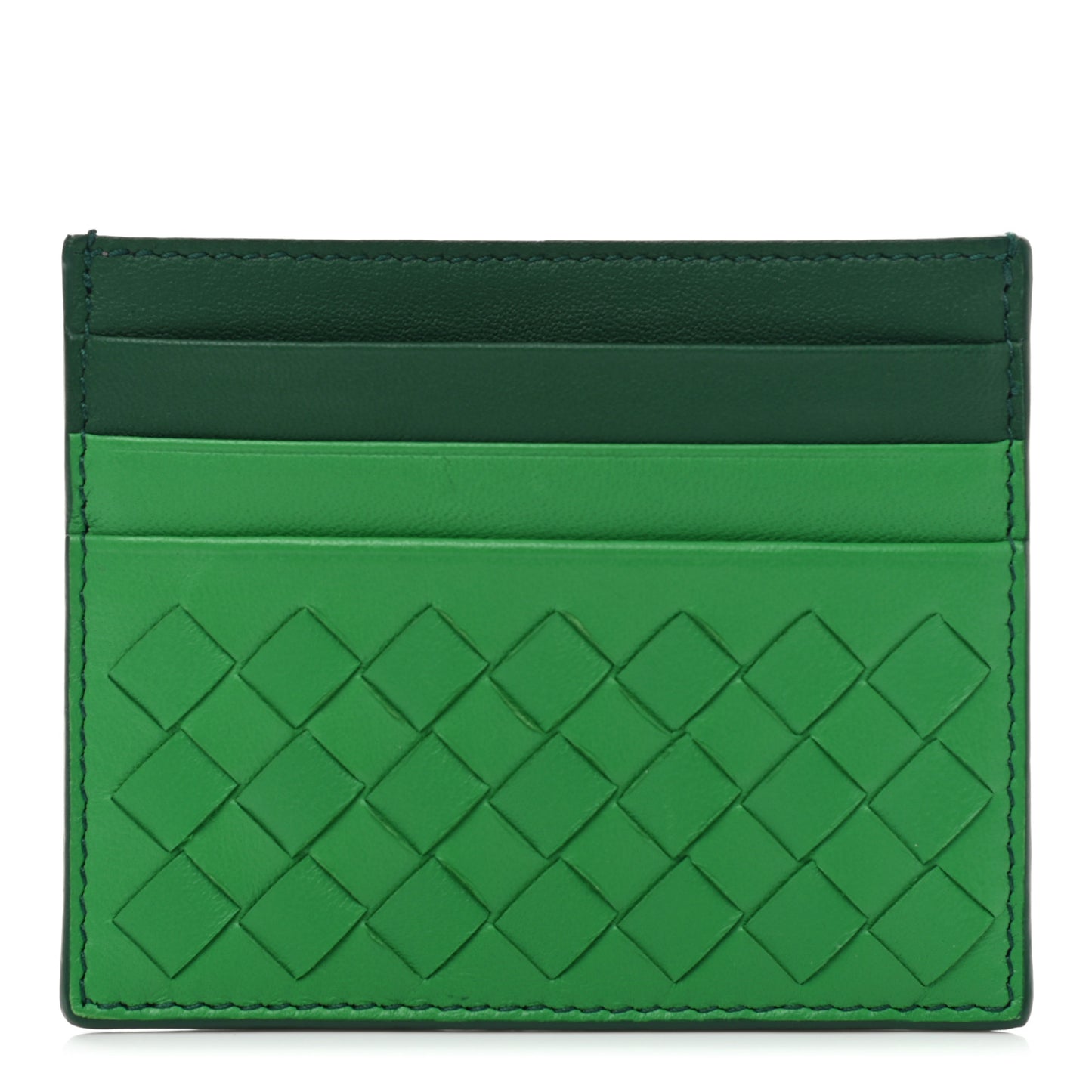 Nappa Intrecciato Card Holder Bottle Emerald Parakeet
