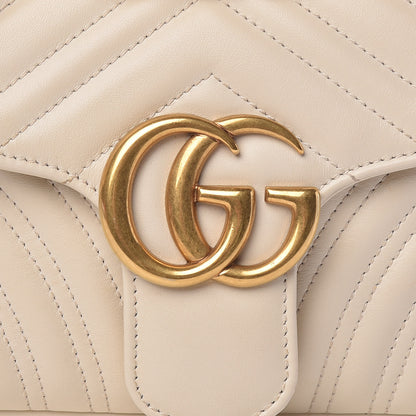 Gucci Calfskin Matelasse Small GG Marmont Shoulder Bag White 11 of 11