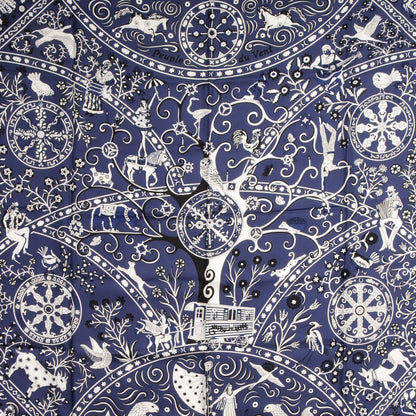Hermes Silk Twill Peuple Du Vent Scarf 140 Marine Noir Blanc 1 of 6