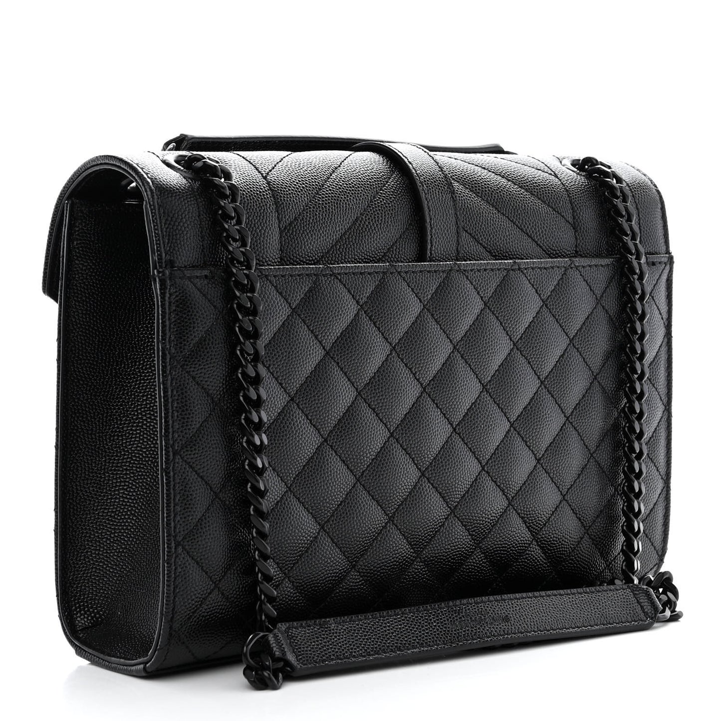 Grain De Poudre Textured Mixed Matelasse Triquilt Medium Monogram Monochrome Satchel Black