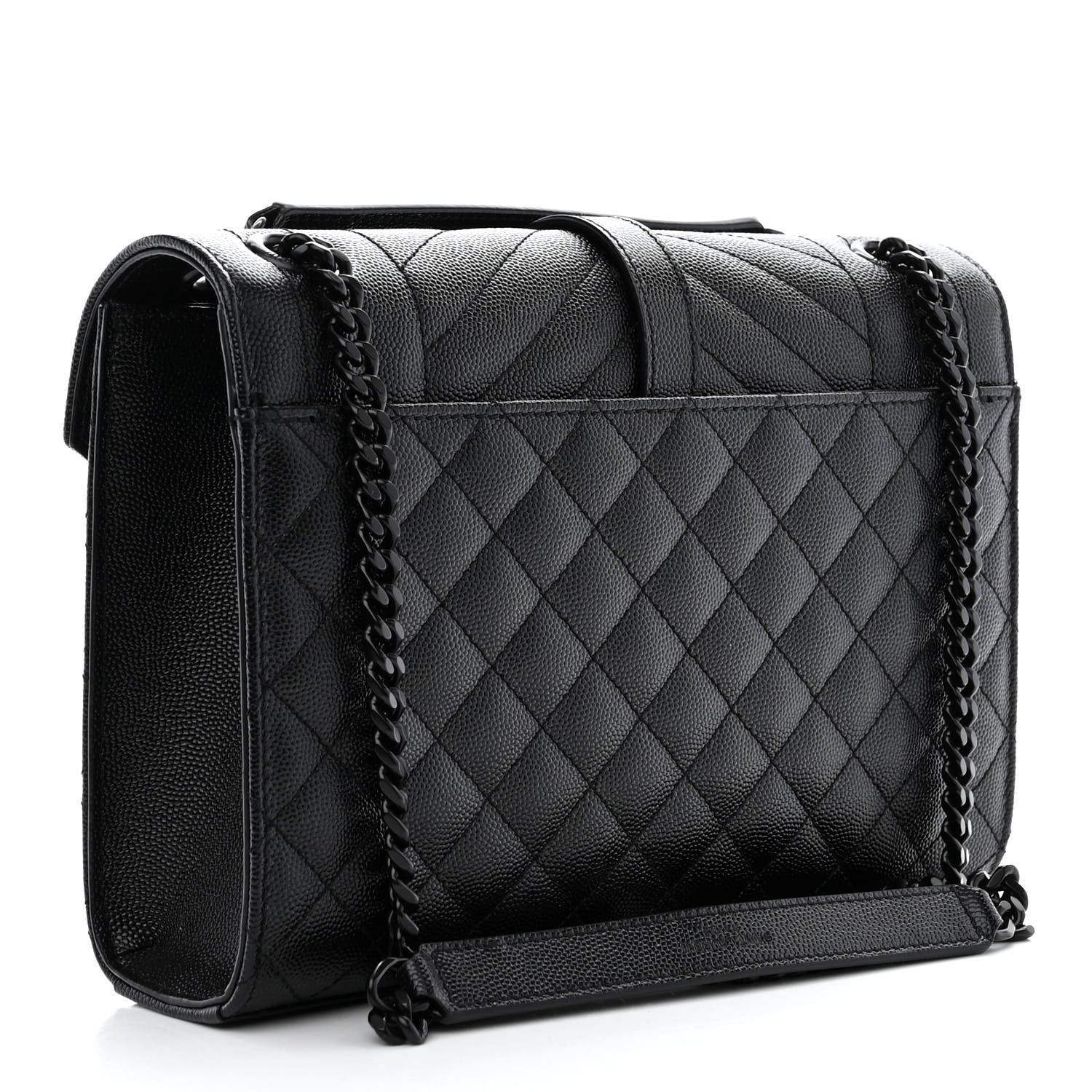 Saint Laurent Grain De Poudre Textured Mixed Matelasse Triquilt Medium Monogram Monochrome Satchel Black 3 of 11