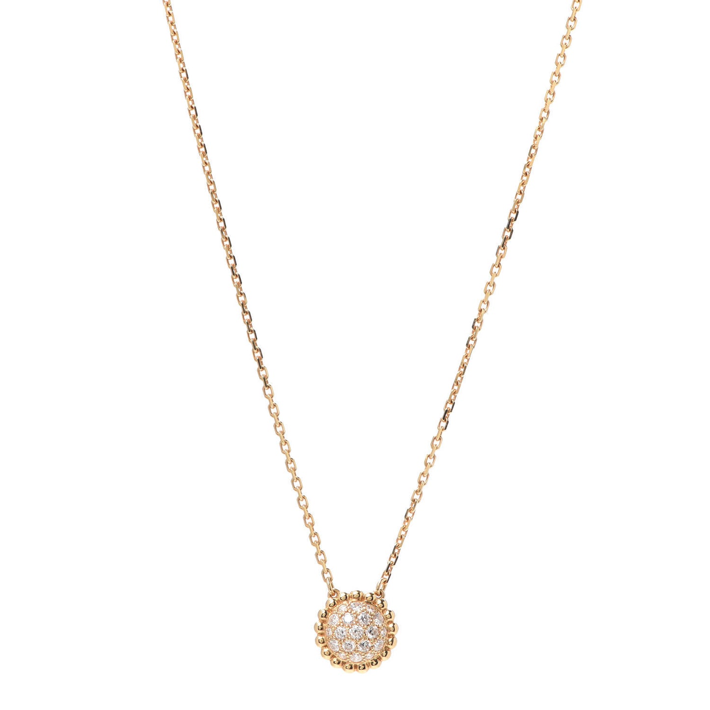 18K Yellow Gold Diamond Perlee Pendant Necklace