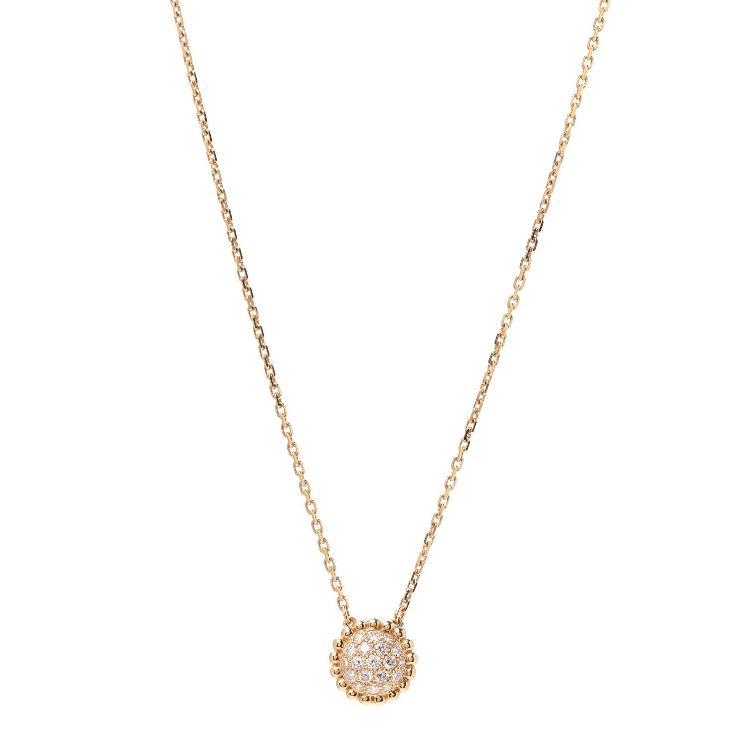 Van Cleef & Arpels 18K Yellow Gold Diamond Perlee Pendant Necklace 1 of 7