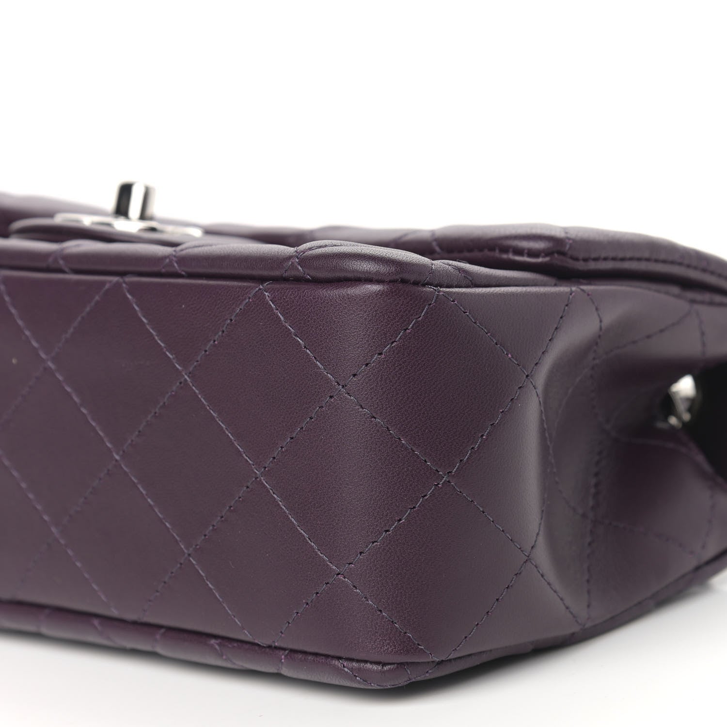 Chanel Lambskin Quilted Mini Rectangular Flap Dark Purple 8 of 9