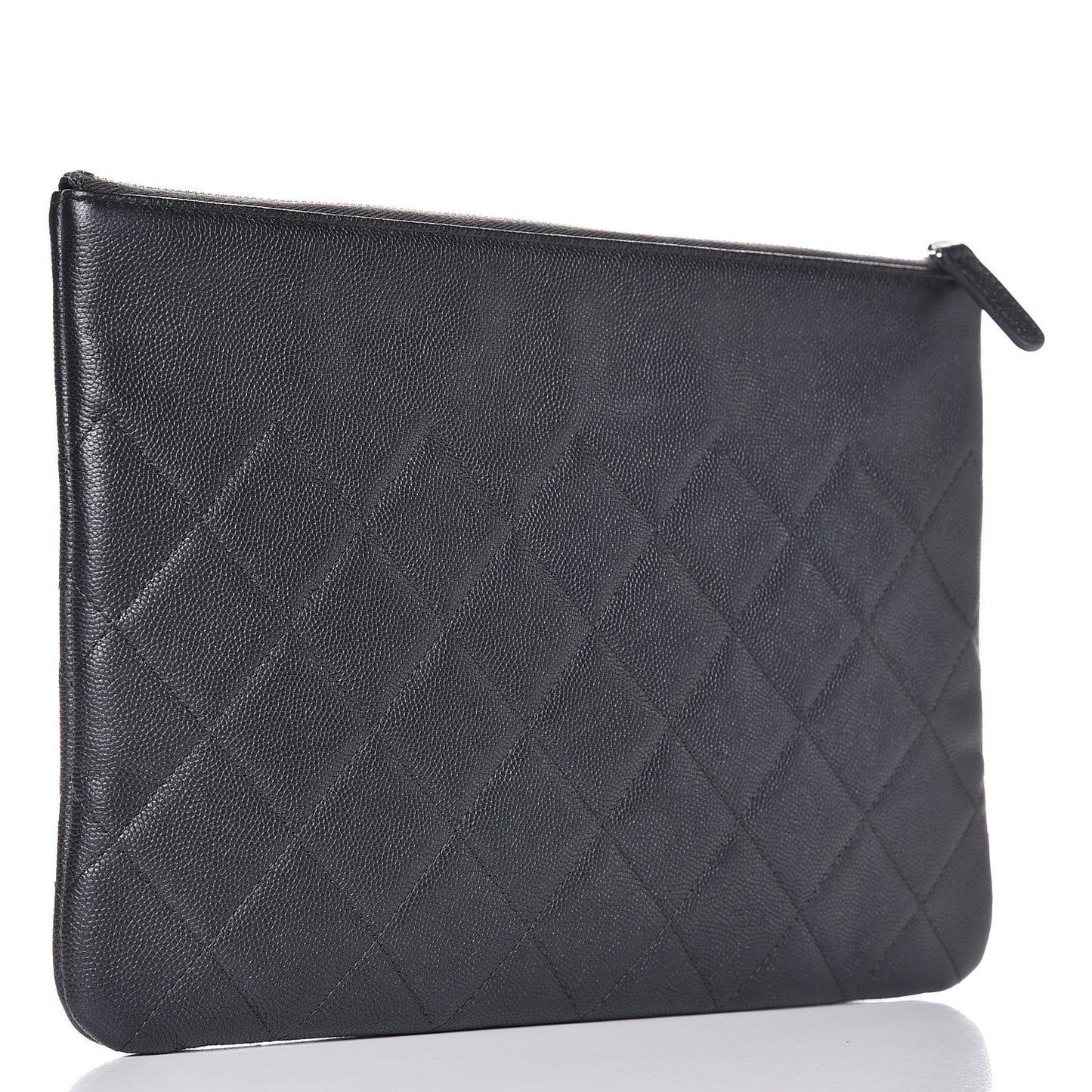 Metallic Caviar Quilted Medium Maxi CC Cosmetic Case Black