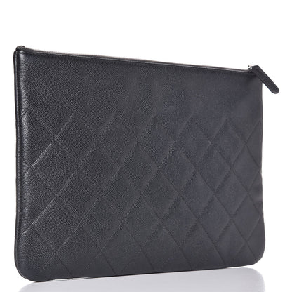 Chanel Metallic Caviar Quilted Medium Maxi CC Cosmetic Case Black 3 of 7