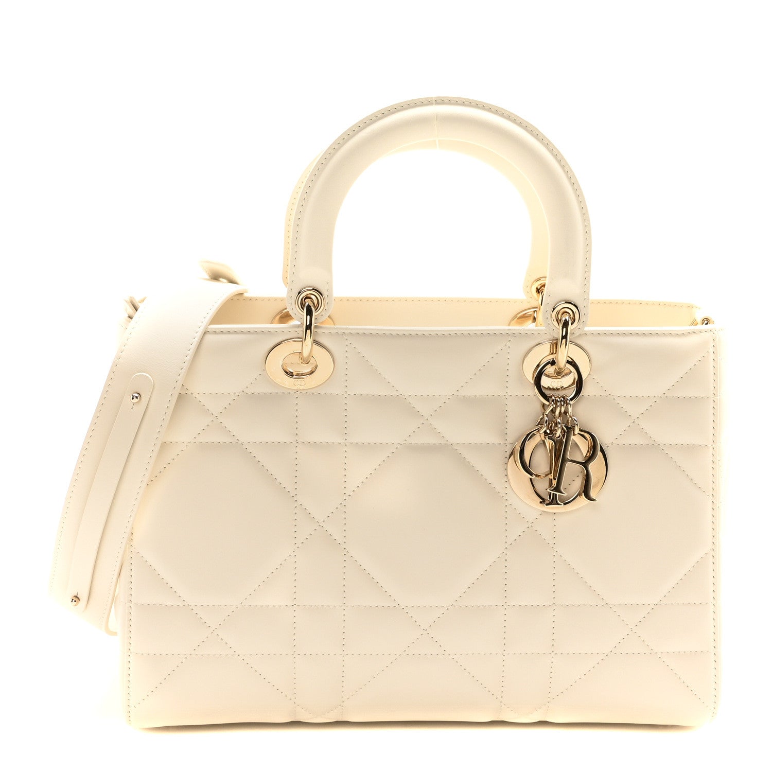 Christian Dior Calfskin Maxi Cannage Medium My ABCDior Lady D-Sire Tote White 1 of 10