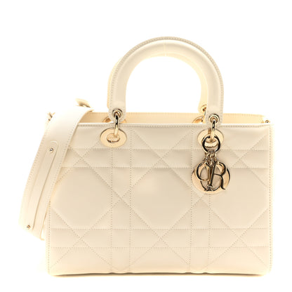 Christian Dior Calfskin Maxi Cannage Medium My ABCDior Lady D-Sire Tote White 1 of 10