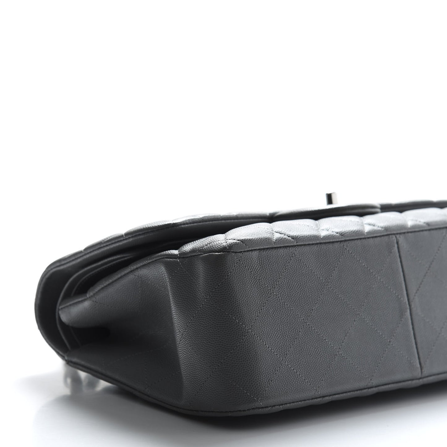 Caviar Quilted Jumbo Double Flap Grey