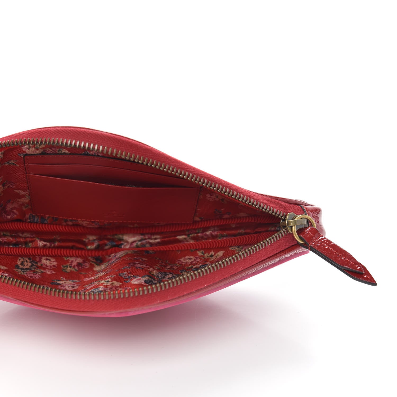Gucci Patent Rubber Game Patch Logo Wrist Bag Hibiscus Red 5 of 9