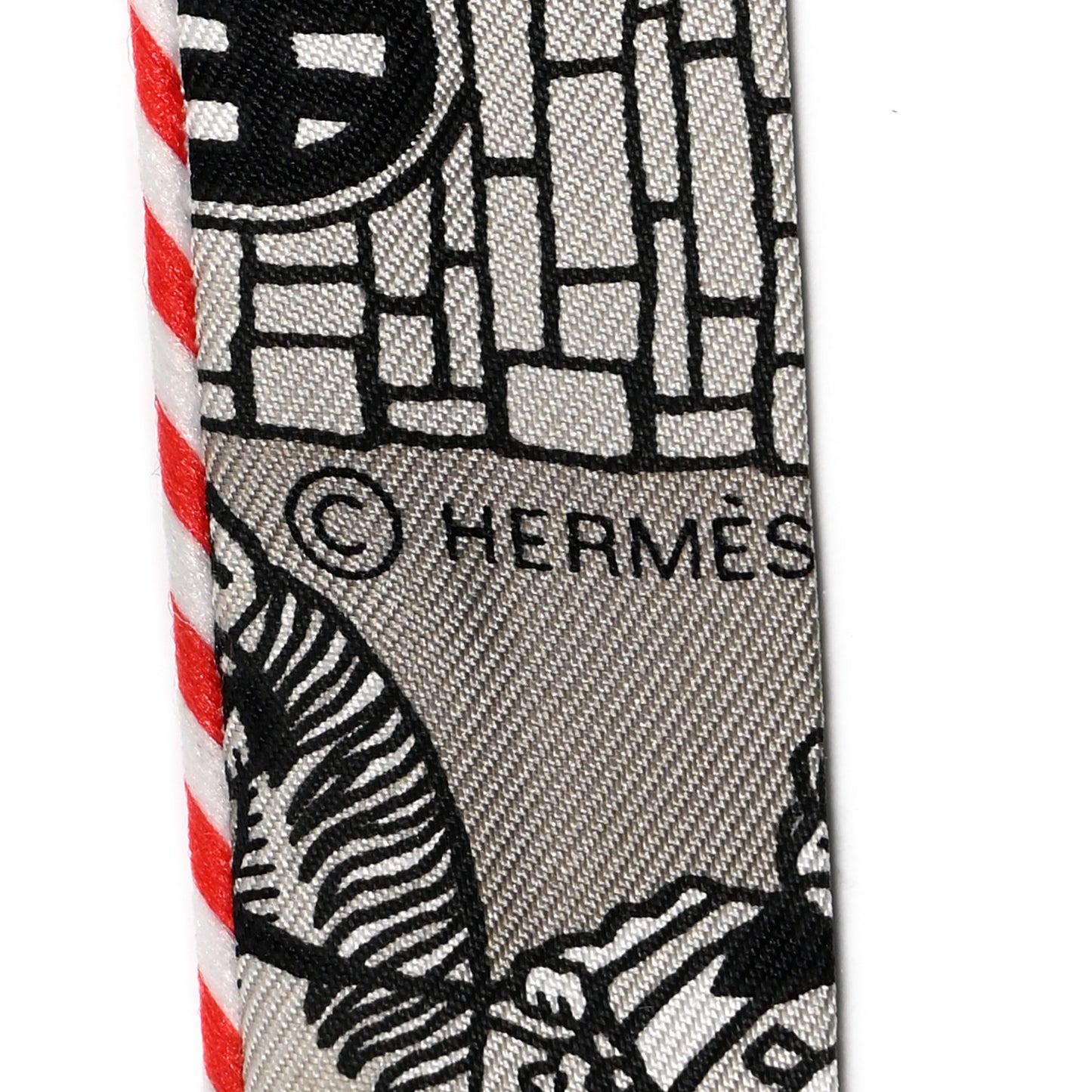 Silk Candy Doll Hermes-Paris Station Twilly Gris Cendre Orange Black