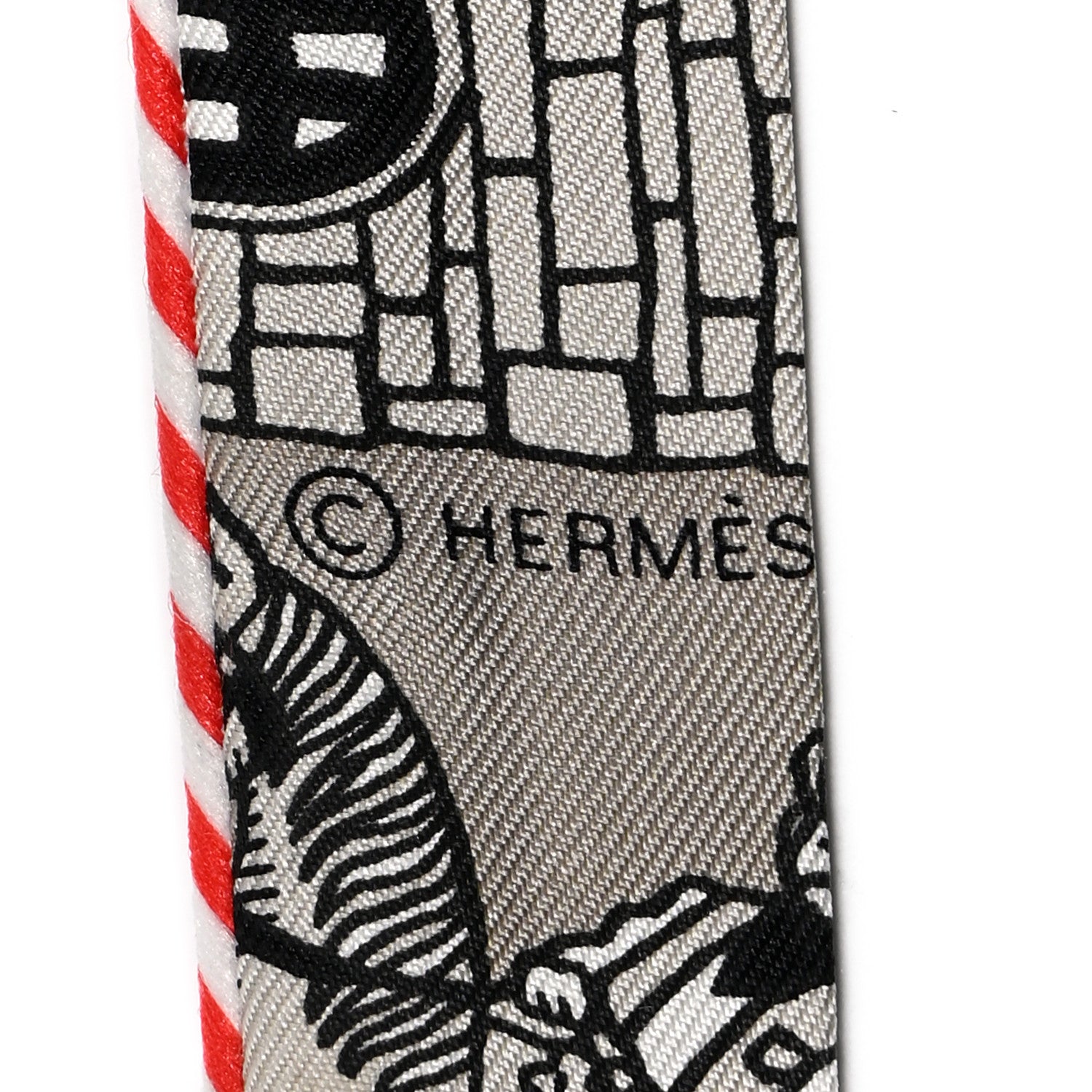 Hermes Silk Candy Doll Hermes-Paris Station Twilly Gris Cendre Orange Black 3 of 4