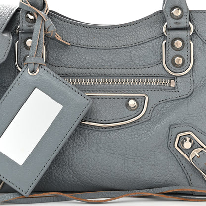 Balenciaga Chevre Silver Metallic Edge Hardware Mini City Bleu Acier 9 of 13