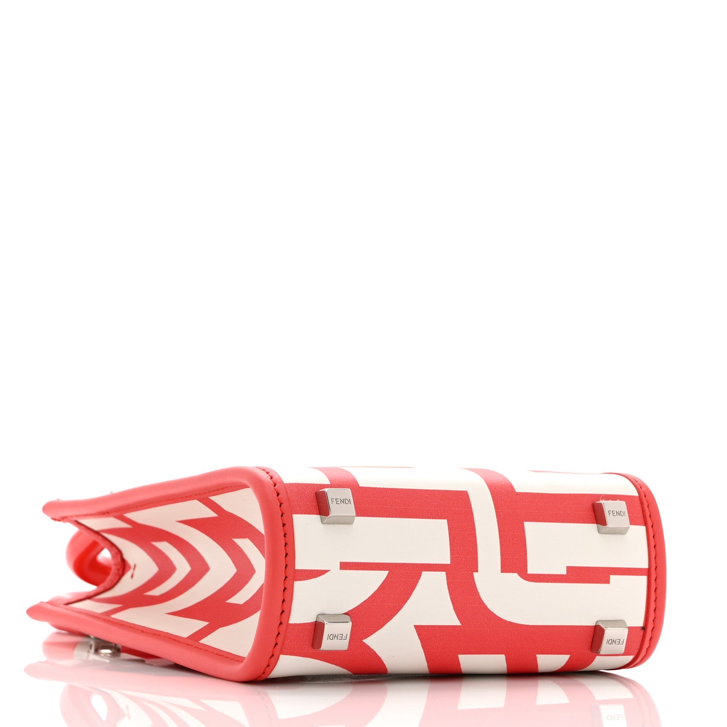 Fendi X MARC JACOBS Vitello King Plexiglass Logo Print Mini Fendi Sunshine Shopper Tote Coral  White 4 of 10