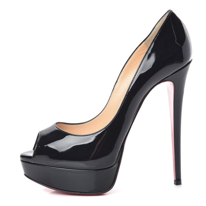 Christian Louboutin Patent Lady Peep 150 Pumps 38 Black 1 of 14