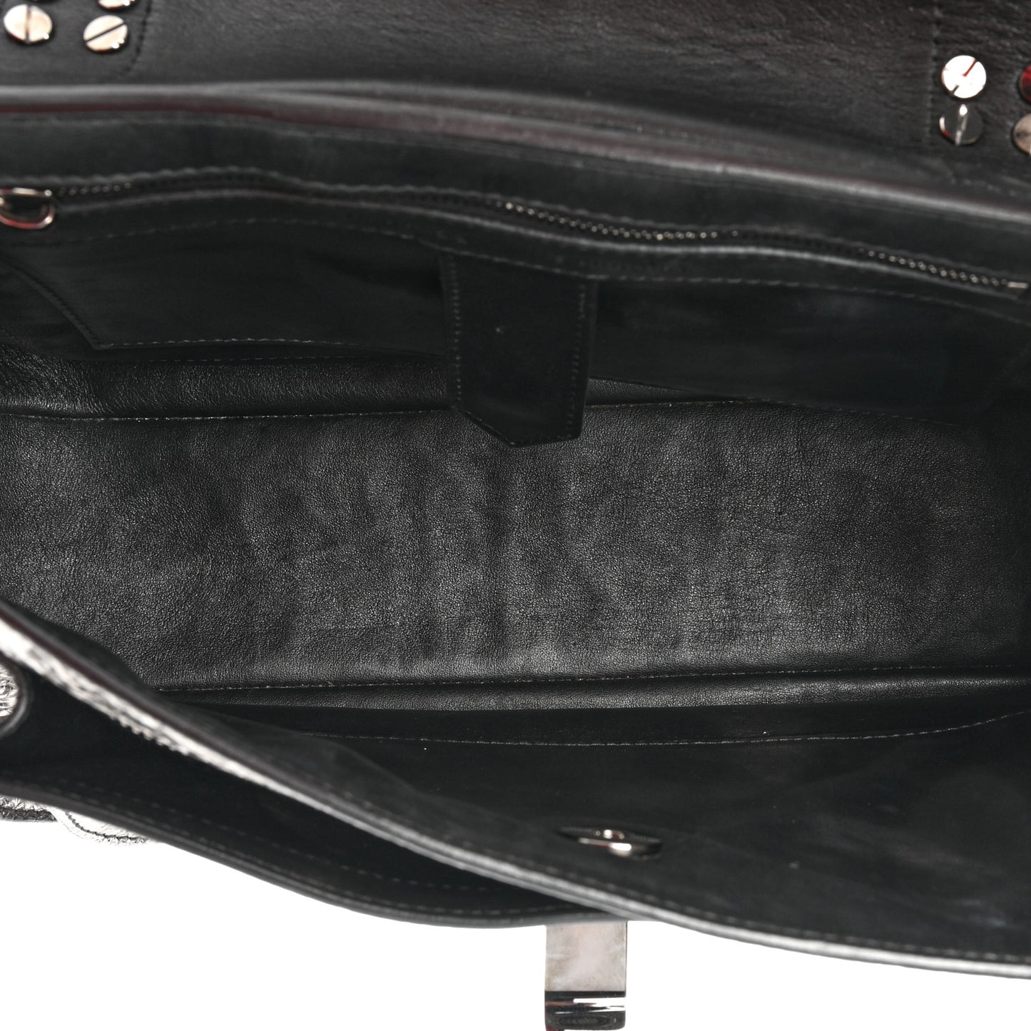 Metallic Paper Lambskin Medium PS1 Plus Zip Satchel Gun Metal