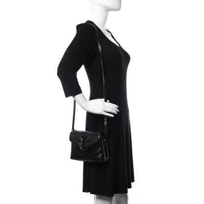 Saint Laurent Calfskin Y Quilted Monogram Toy Loulou Crossbody Bag Black 2 of 11