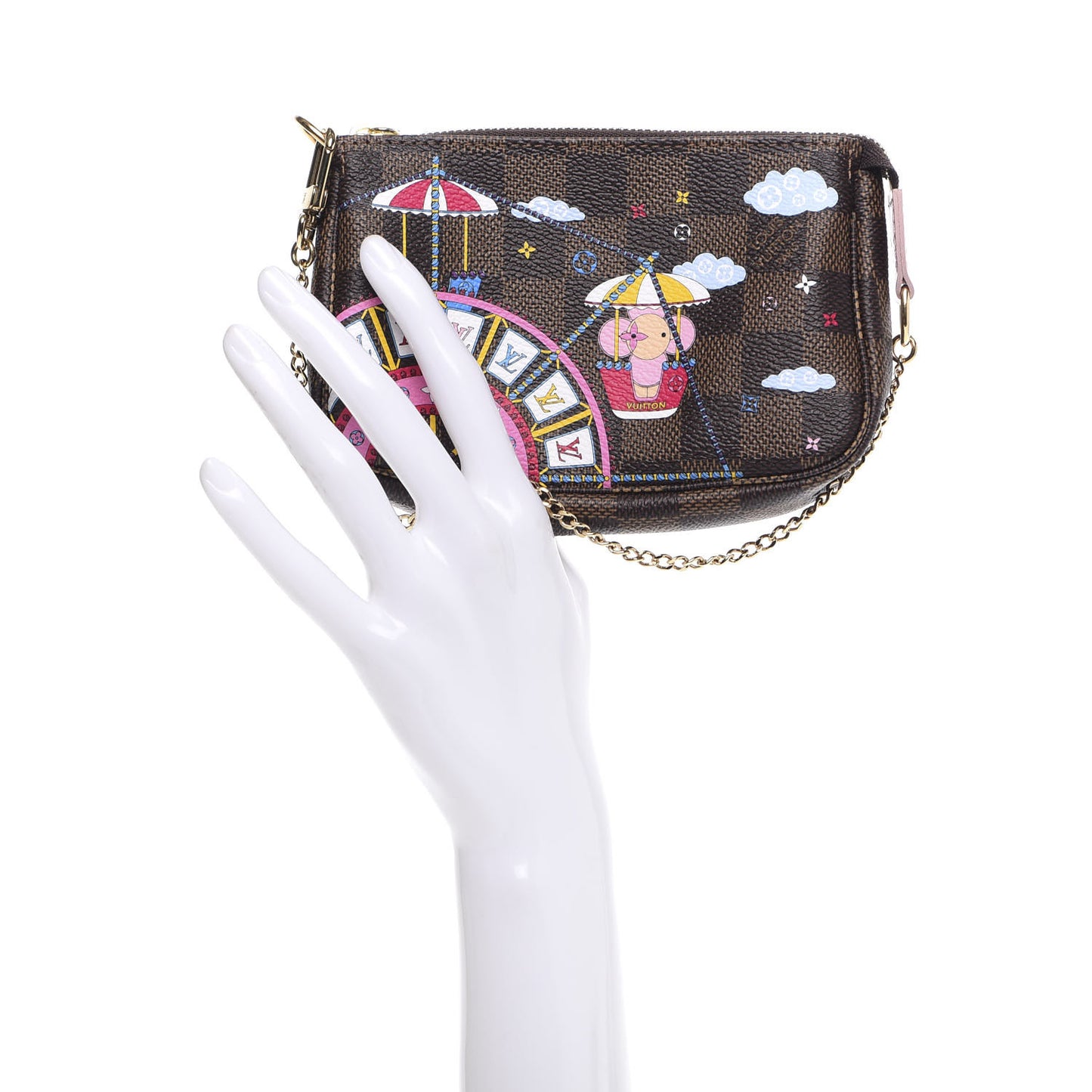 Damier Ebene 2020 Christmas Animation Big Wheel Mini Pochette Accessories Rose Ballerine