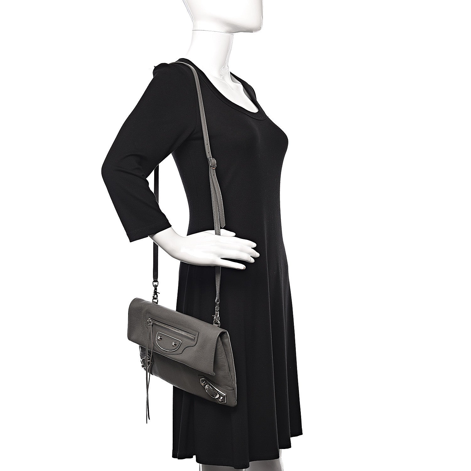 Balenciaga Chevre Silver Metallic Edge Hardware Envelope Clutch Gris Acier 2 of 9