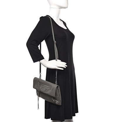 Balenciaga Chevre Silver Metallic Edge Hardware Envelope Clutch Gris Acier 2 of 9