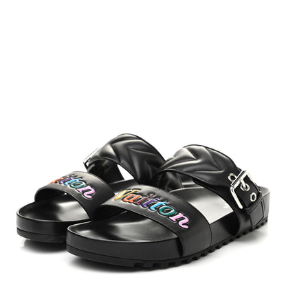 Louis Vuitton Calfskin New Wave Bom Dia Mule Sandals 40 Black 3 of 8