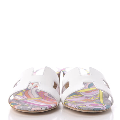 Hermes Box Calfskin Bois De Rose Oasis Sandals 37.5 White 2 of 10