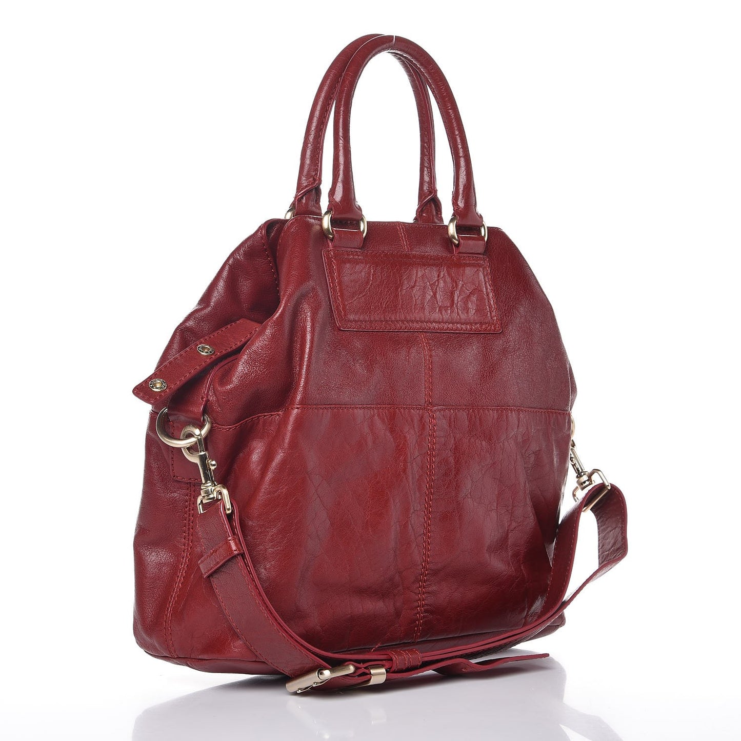 Calfskin Foldover Tote Red