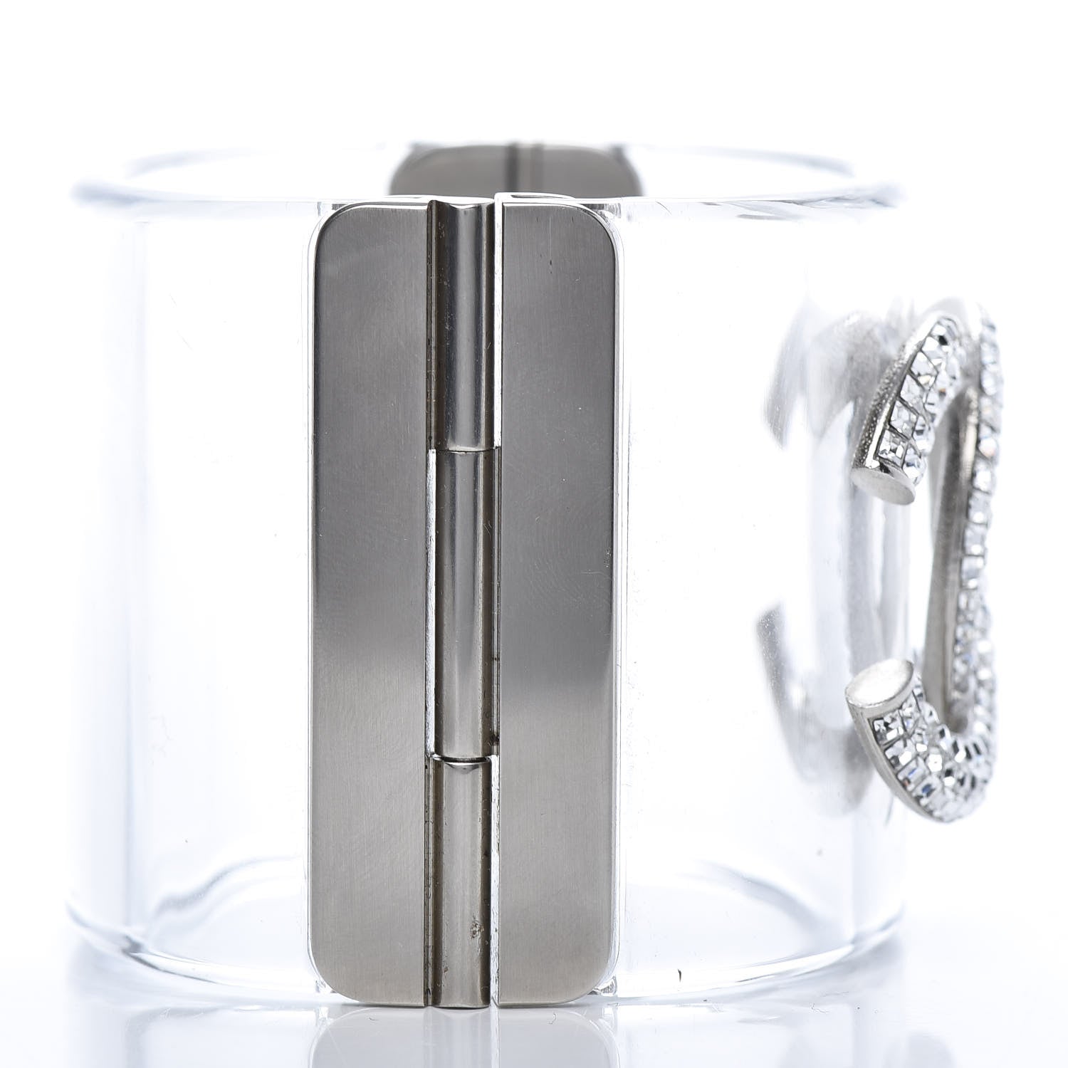 Chanel Lucite Baguette Crystal CC Cuff Transparent Silver 5 of 6