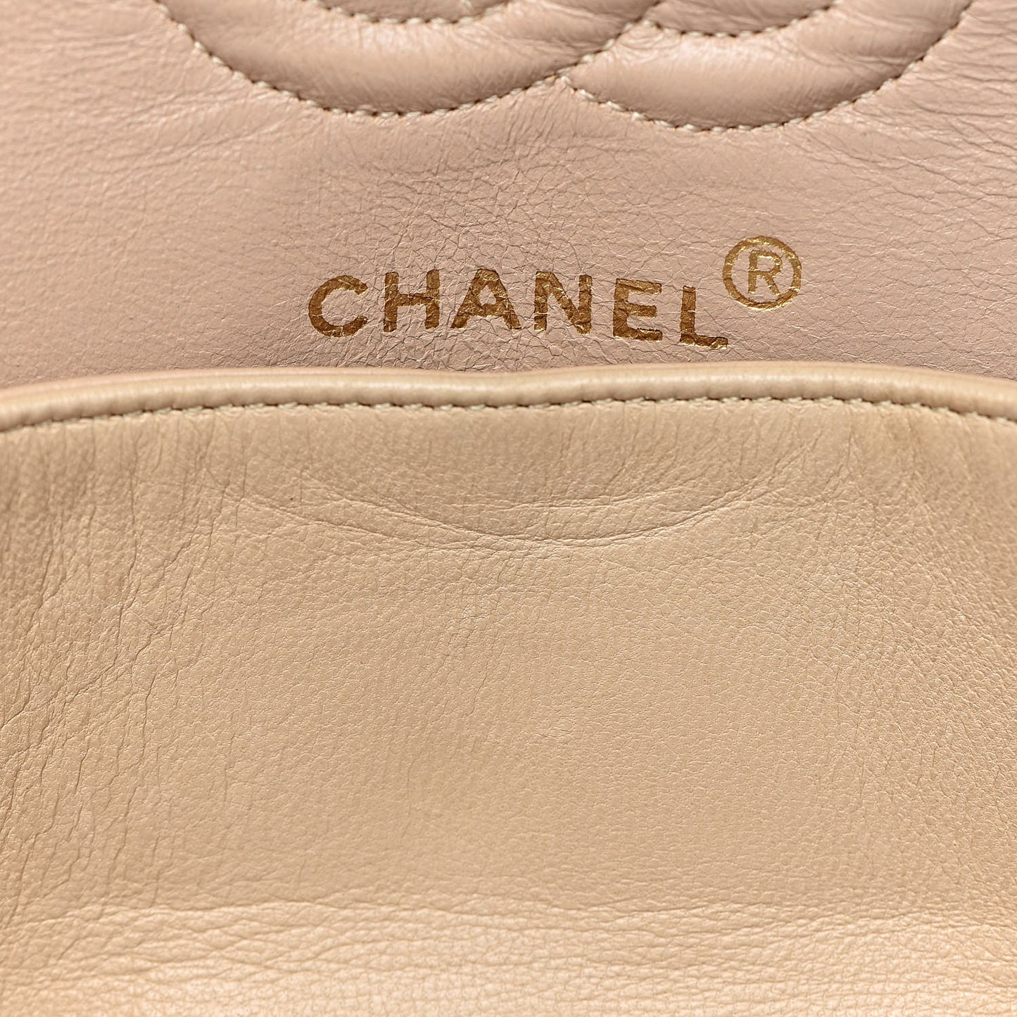 Lambskin Quilted Small Double Flap Beige