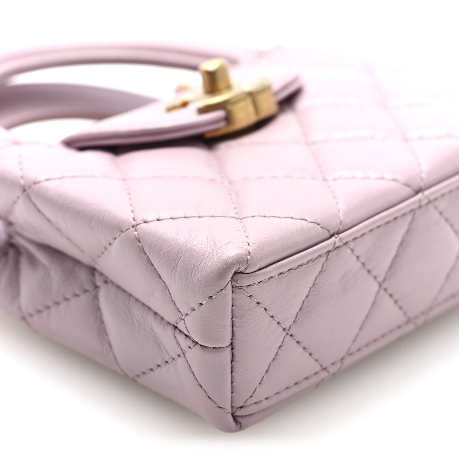 Chanel Shiny Aged Calfskin Quilted Mini Nano Kelly Shopper Light Pink 9 of 10