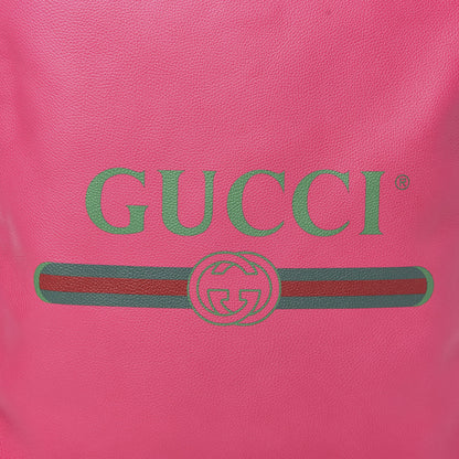 Gucci Grained Calfskin Logo Drawstring Backpack Box Pink Green Black 9 of 9