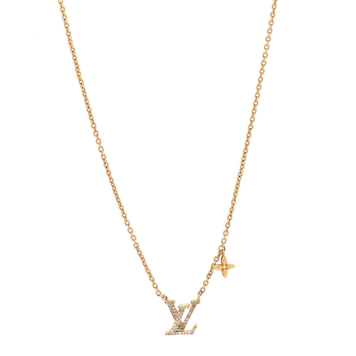 Metal Crystal LV Iconic Necklace Gold