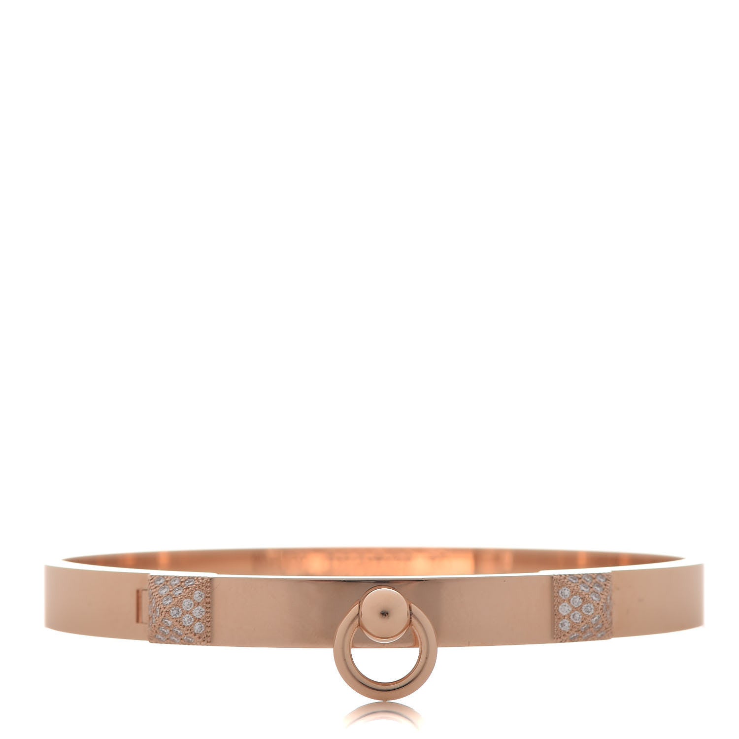 Hermes 18K Rose Gold Diamond PM Collier De Chien Bracelet SH 1 of 7