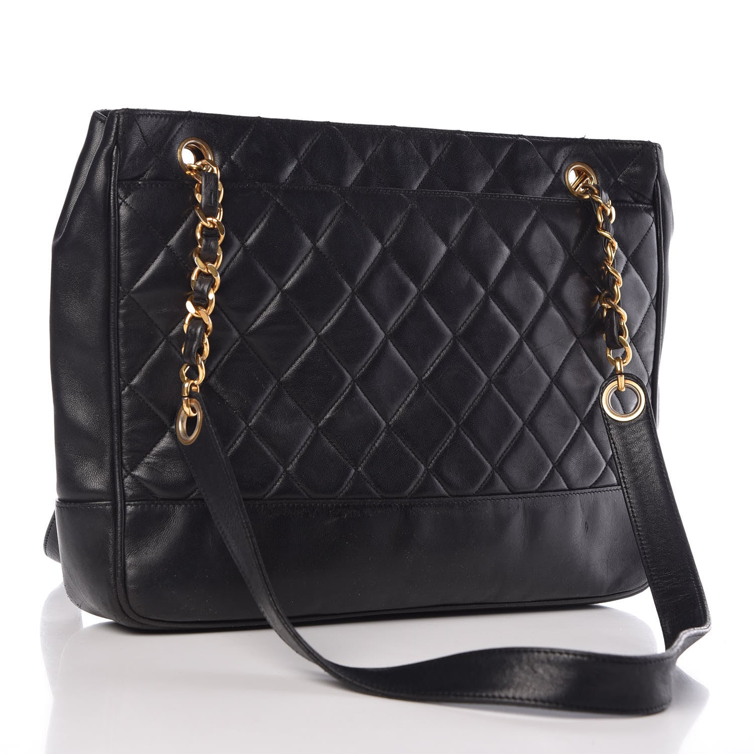 Chanel Lambskin Quilted Shopping Tote Black 3 of 16