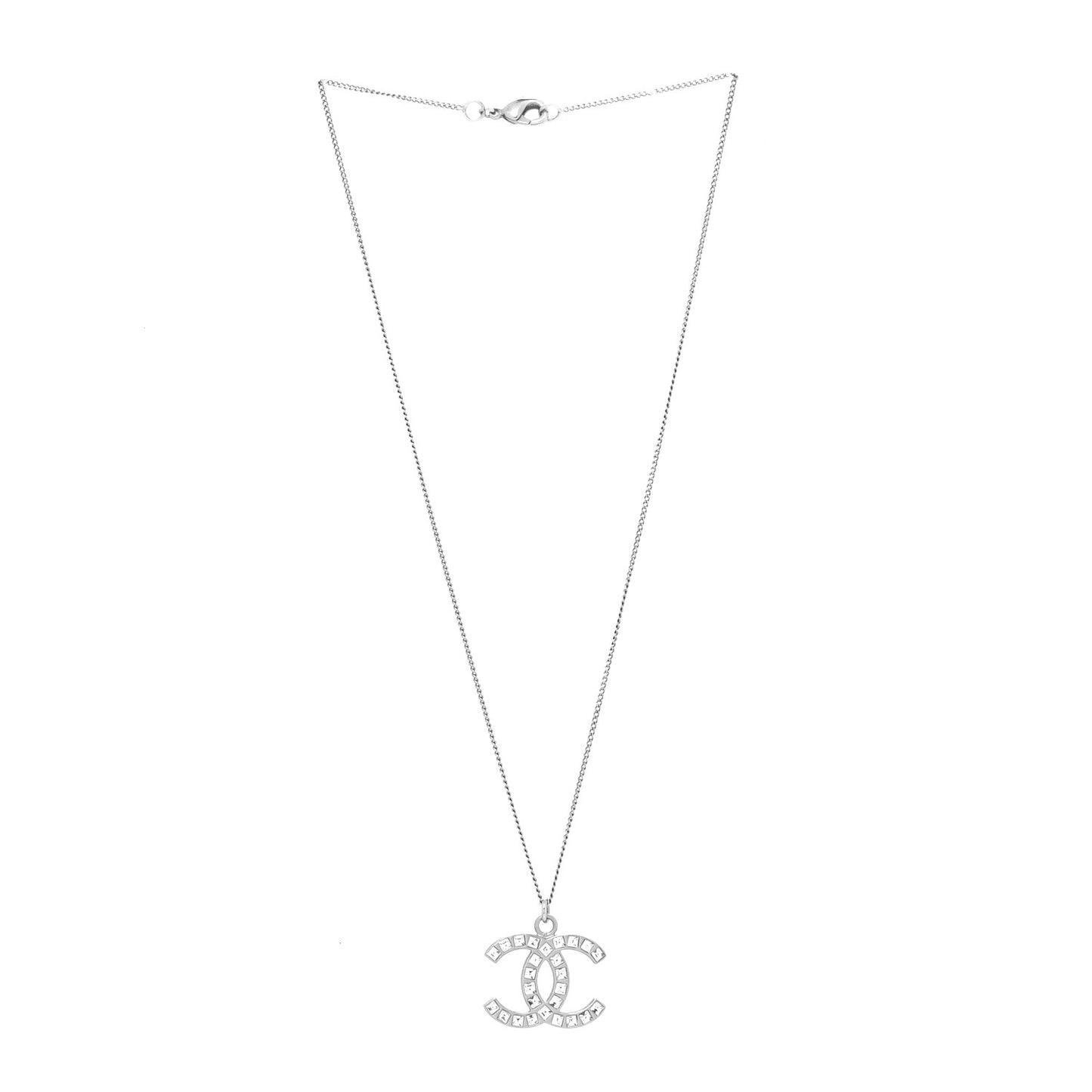 Baguette Crystal CC Necklace Silver