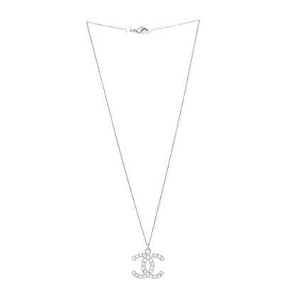Chanel Baguette Crystal CC Necklace Silver 3 of 5