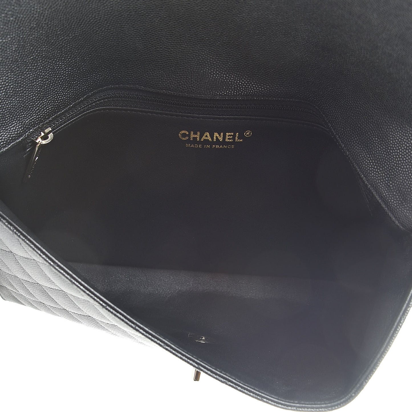 Caviar Quilted Flap Clutch Black