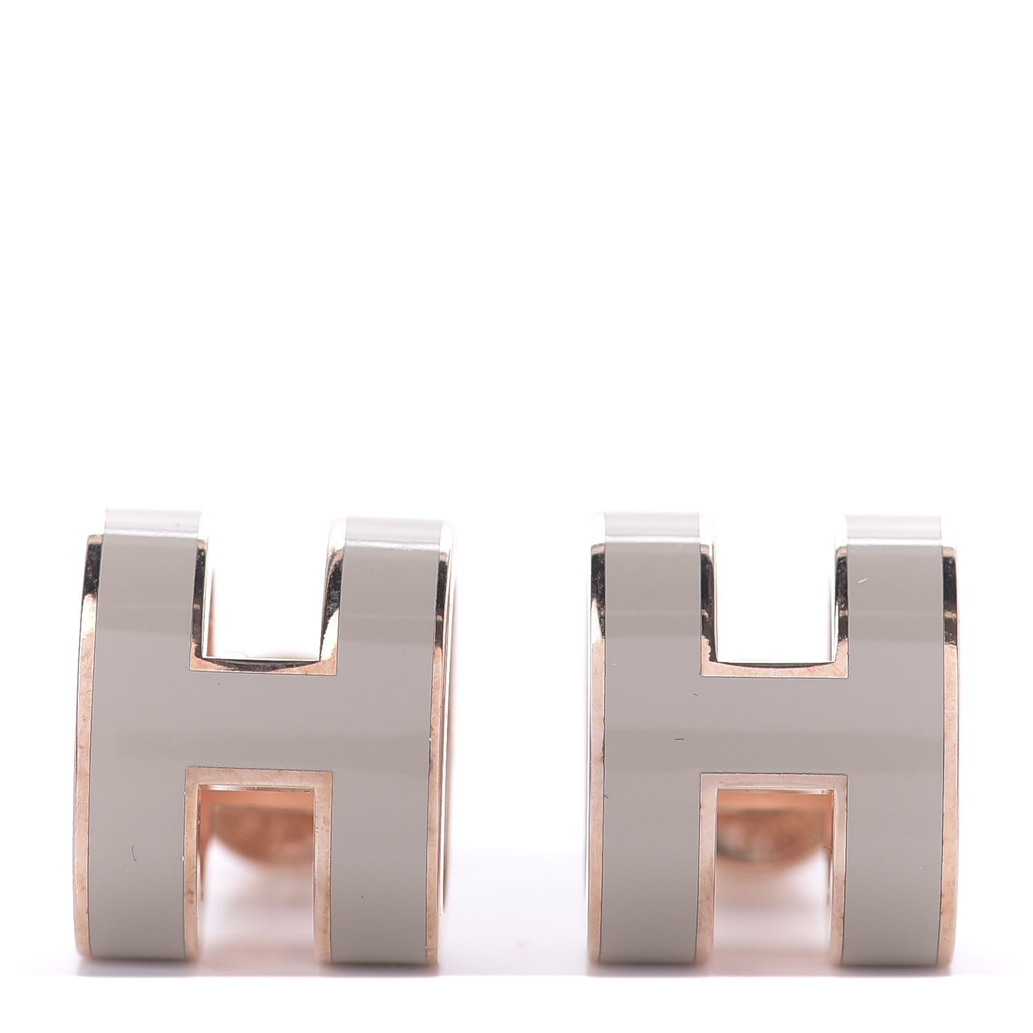 Hermes Rose Gold Lacquered Pop H Earrings Marron Glace 1 of 4