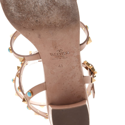 Valentino Garavani Calfskin Rockstud Rolling 60mm City Sandals 41 Soft Noisette 6 of 14