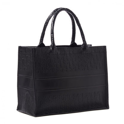 Christian Dior Oblique Calfskin Embossed Medium Book Tote Black 3 of 9