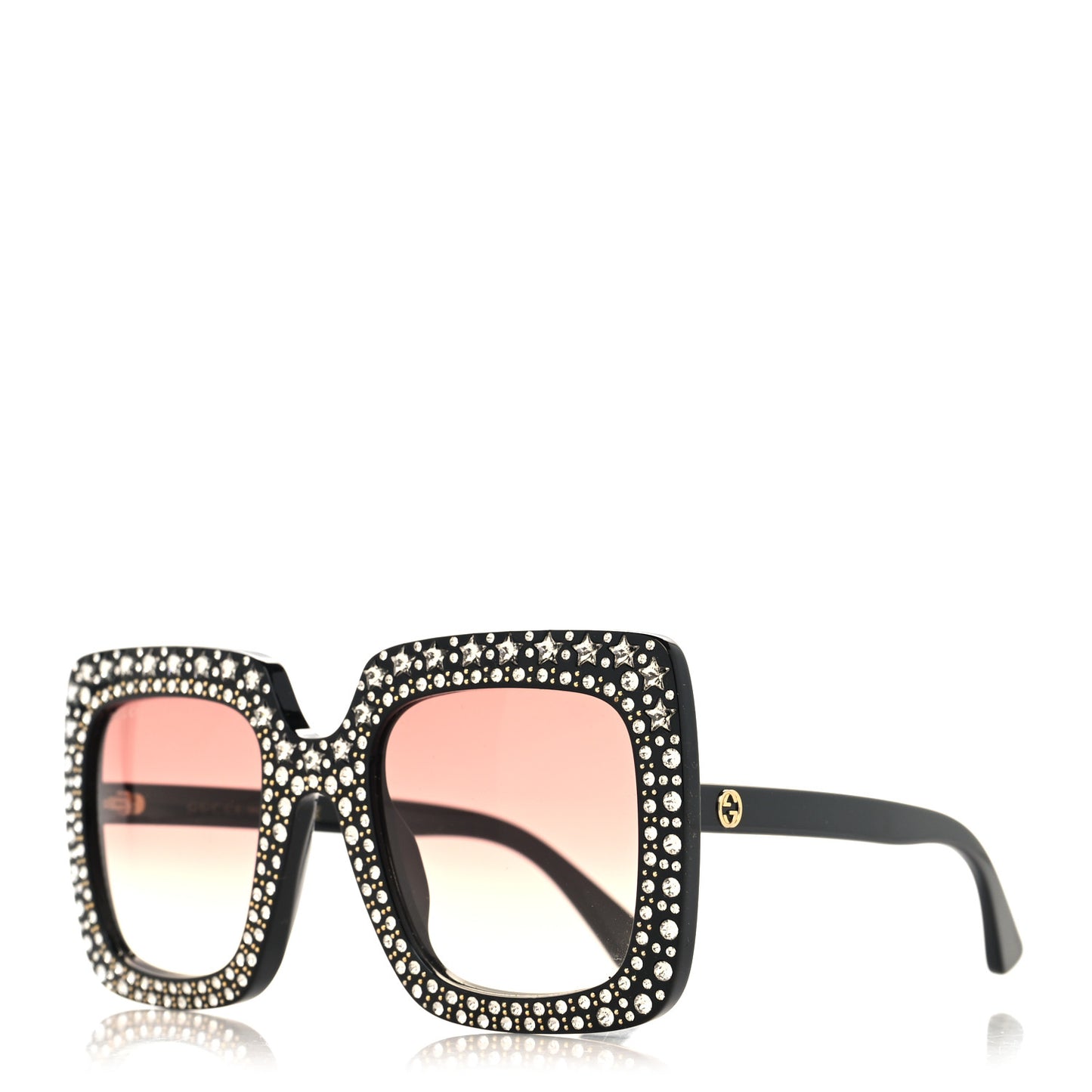 Acetate Crystal Oversize Sunglasses GG0148S Black